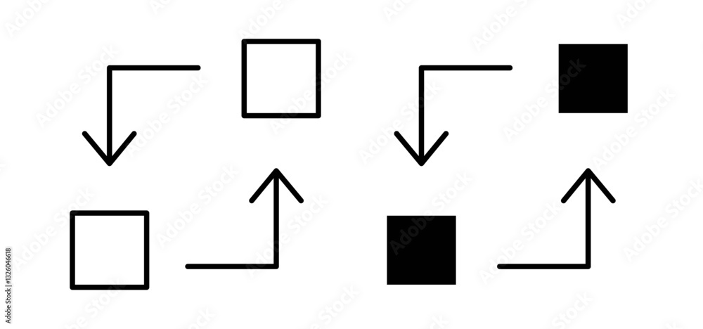 Poster replace vector icon set black filled and outlined style.