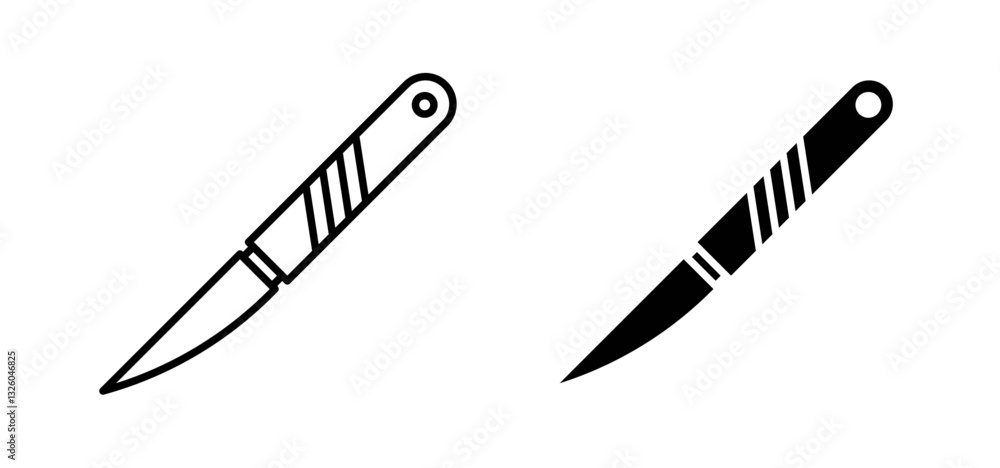 Poster scalpel vector icon set black filled and outlined style.
