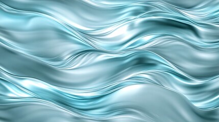 Rippled twilight waves in aquamarine and shimmering silver plain background