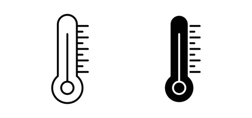 Temperature vector icon set black filled and outlined style.