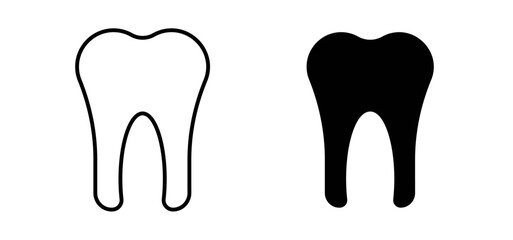 Teeth vector icon set black filled and outlined style.