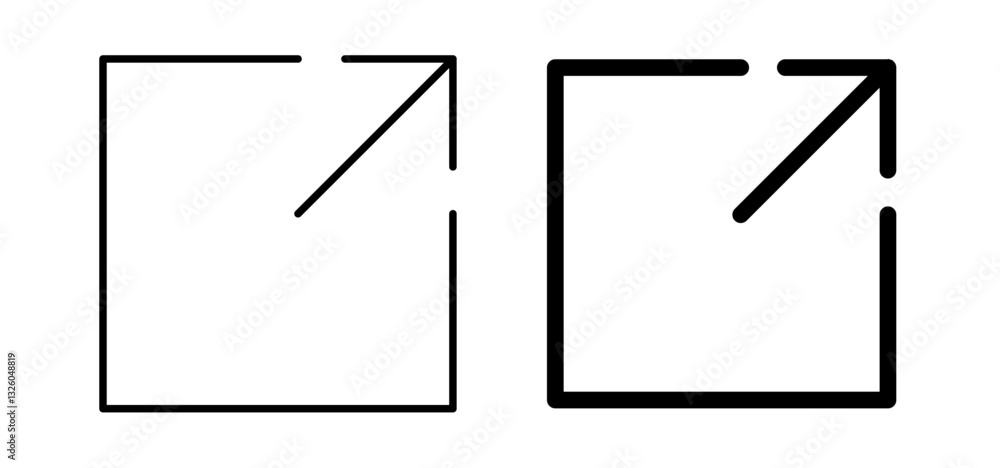 Poster window maximize vector icon set black filled and outlined style.