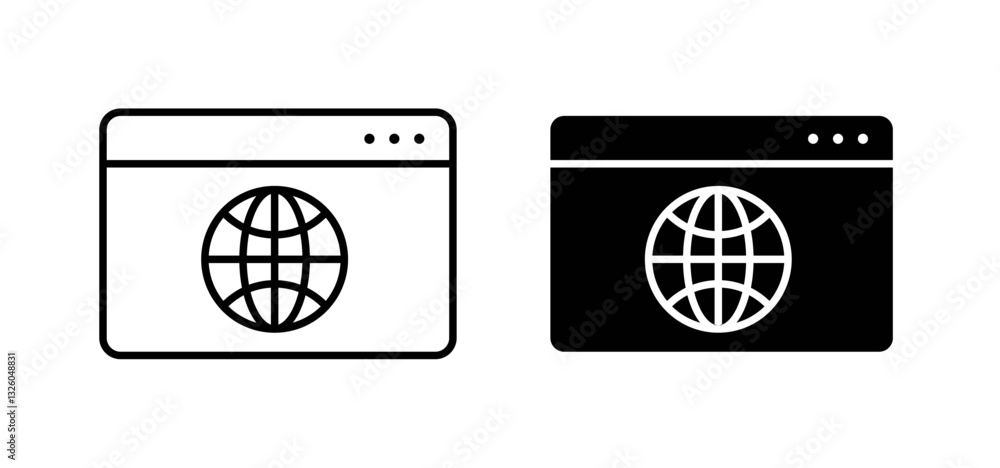 Aufkleber website ui design vector icon set black filled and outlined style.