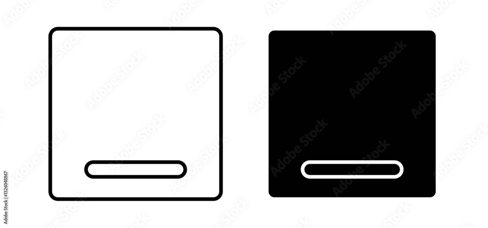 Poster window minimize vector icon set black filled and outlined style.