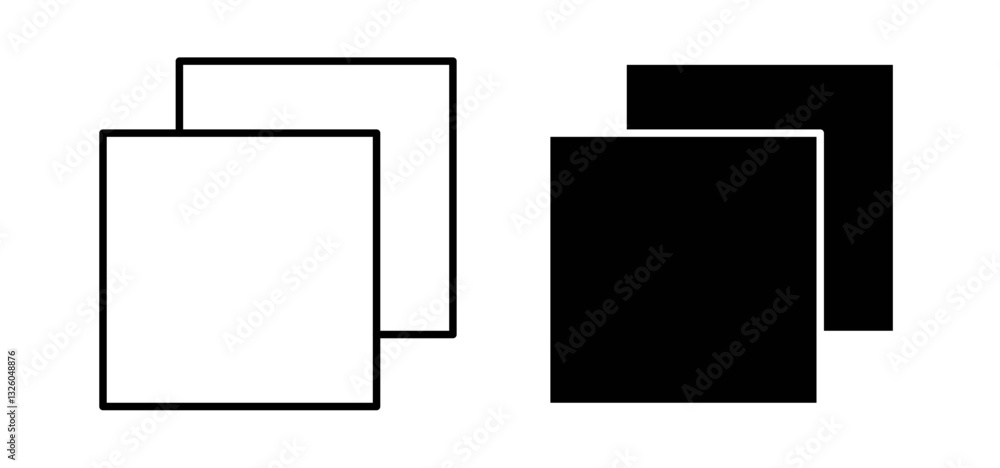 Poster window restore vector icon set black filled and outlined style.