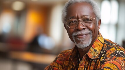 Fototapeta premium Elderly Man Smiling in Colorful Shirt