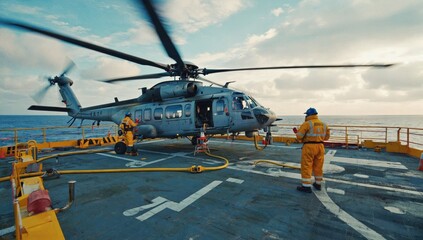  Helicopter Stationed Offshore Platform
