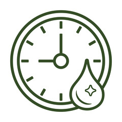 Vector Icon Depicting a Watch With a Drop Symbolizing Skin Moisturizing Effectiveness