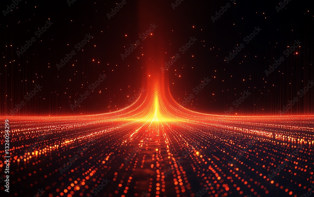 Poster abstract dark background with glowing binary code, data transfer concept, digital analysis, 3d rende