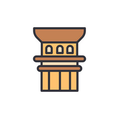 Ancient column colored icons, minimalist vector illustration ,simple transparent graphic element .Isolated on white background