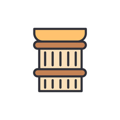 Ancient column colored icons, minimalist vector illustration ,simple transparent graphic element .Isolated on white background