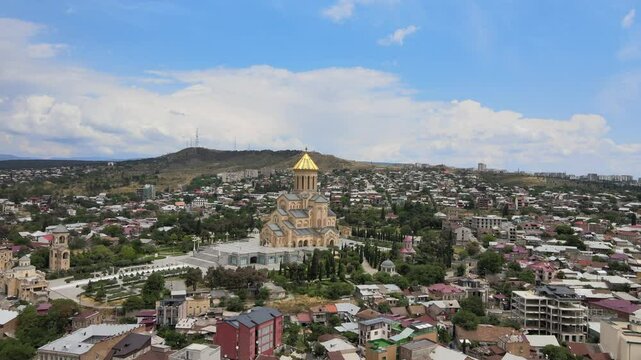 Tsminda Sameba (Holy Trinity) cathedral - the biggest church in Tbilisi, Georgia
