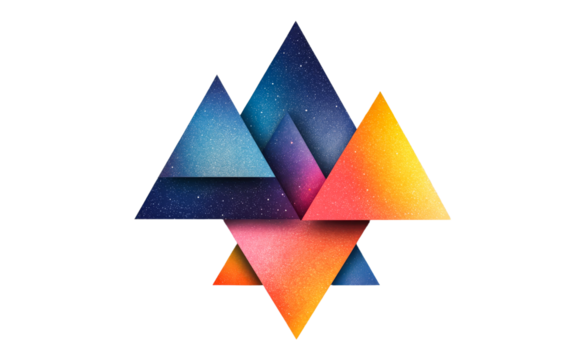 Colorful triangles on a transparent background