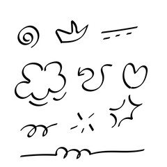 Set of scribble arrows, line brushes. Check mark elements, crayon marks, underline, handwriting. Vector hand scribbles