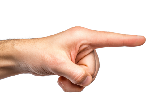 A hand with fingers extended is pointing directly ahead - Powered by Adobe