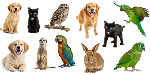 Set of animals isolated on white background 