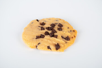 Chocolate chip cookies isolated on whiye background. Sweet biscuits.