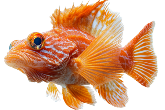 Colorful orange fish swimming with vibrant fins and eyes