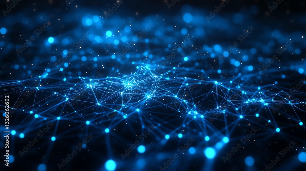 Poster highspeed 5g digital network with glowing blue connections, text, and 3d rendered lines on a futuris