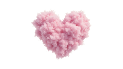 Pink heart-shaped cloud floating isolated on transparent background. generative ai
