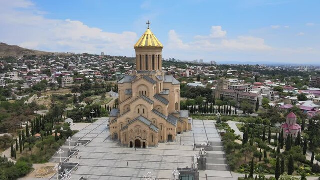 Tsminda Sameba (Holy Trinity) cathedral - the biggest church in Tbilisi, Georgia