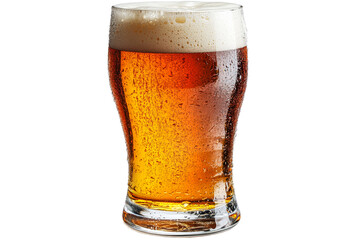 Refreshing golden beer in a clear glass with foam