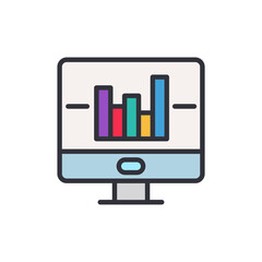 Analysis system colored icons, minimalist vector illustration ,simple transparent graphic element .Isolated on white background