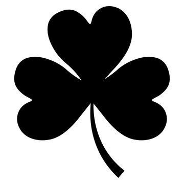 Tr&egrave;fle chanceux, symbole du jour de la Saint Patrick, tr&egrave;fle &agrave; quatre feuilles, noir, vecteur