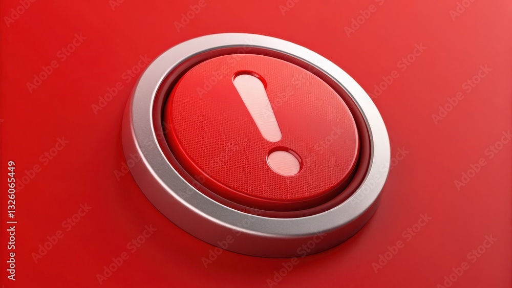 Poster alert button: captivating shot of a bold, red button featuring a prominent exclamation point. the bu