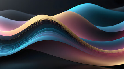 Luxurious grainy gradient background featuring soft blue, pink, and gold hues. Smooth, glowing color waves on a deep black backdrop. Ideal for modern banners and UI/UX