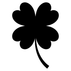 Trèfle chanceux, symbole du jour de la Saint Patrick, trèfle à quatre feuilles noir, icône irlandaise, vecteur