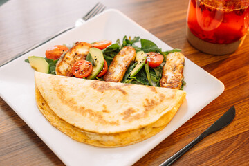 Cheese tortilla in a cafe,