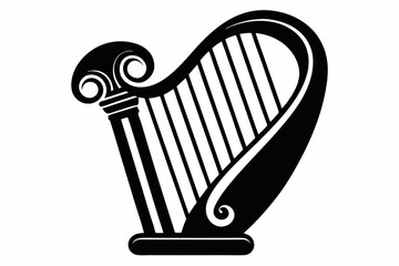 harp line art silhouette vector illustration