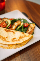 Breakfast Tortilla with Fried Tofu Cheese.
