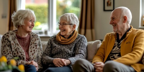 A warm moment shared among friends in a cozy living room. The atmosphere is filled with laughter and joy. A celebration of friendship and connection in a relaxed setting. AI