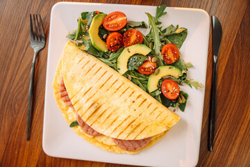 Toasted Tortilla with Sausage for Breakfast,