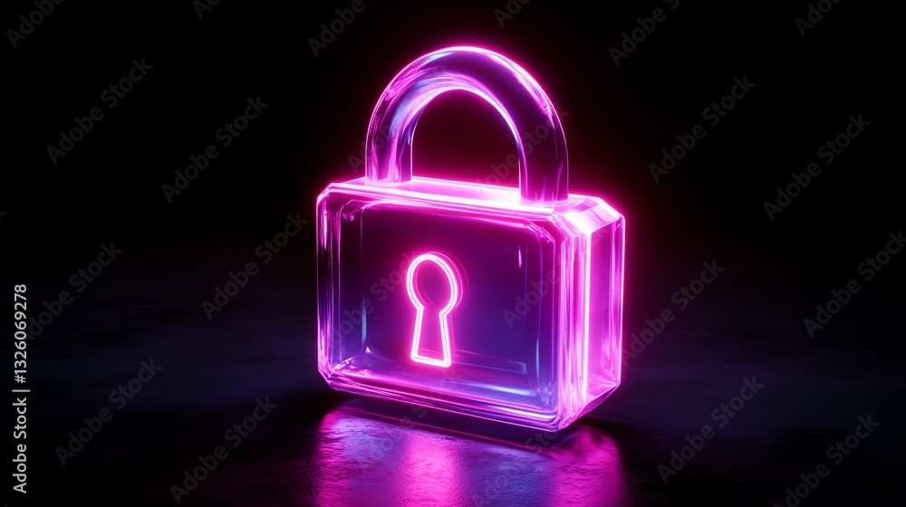 Leinwandbilder data privacy protection concept with a secure digital padlock within a glowing shield, floating in a