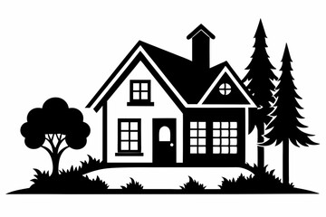 home line art silhouette vector illustration