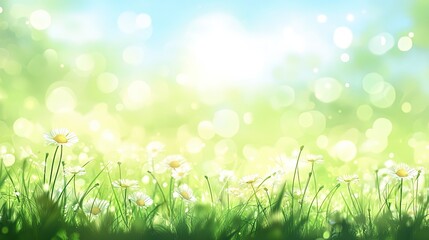 Fototapeta premium A bright, sunny meadow with soft focus and ample blank space in the center for text digital