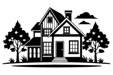 home line art silhouette vector illustration