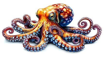 Obraz premium octopus on black background A BLUE OCTOPUS ON THE CORAL REEF