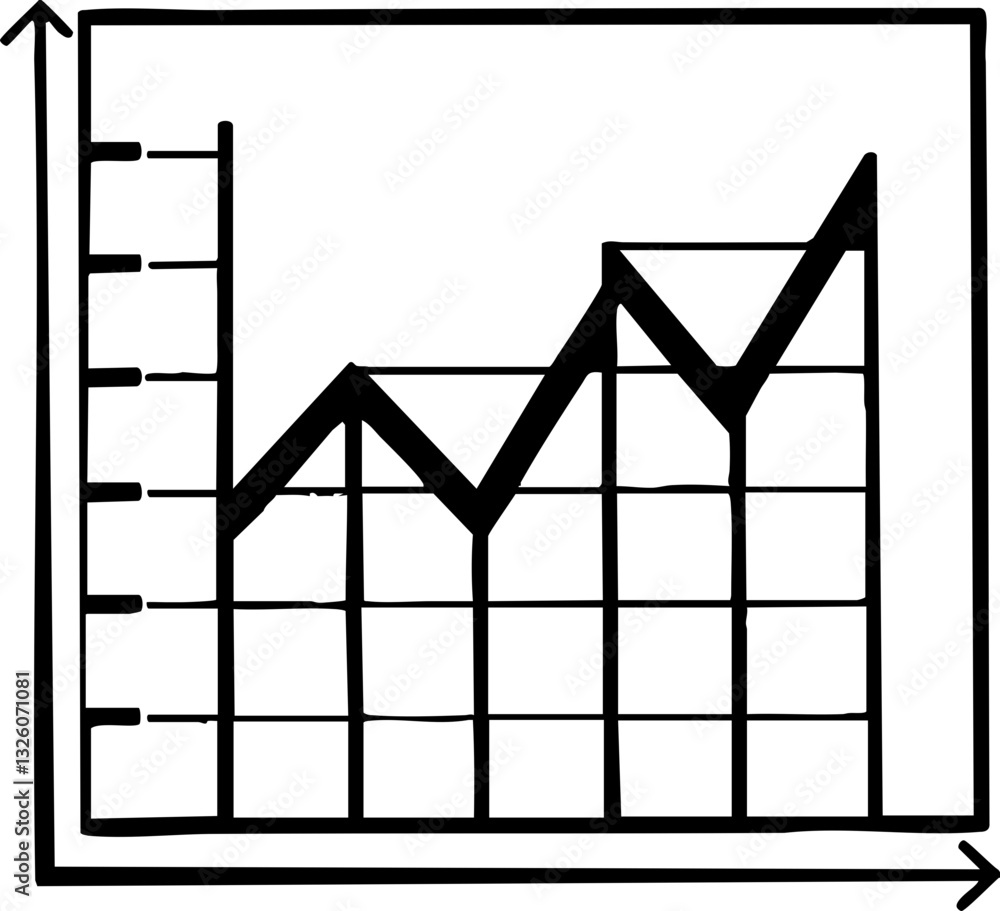 Poster graph showing upward trends with peaks and valleys in a simple line chart format.
