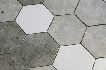 Hexagonal tiles are arranged in a beautiful pattern.