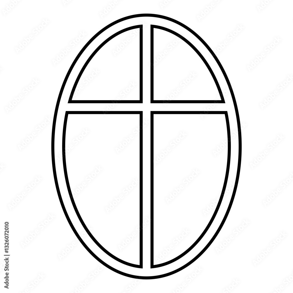 Poster simple oval window with cross design in black and white