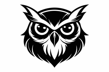 owl head line art silhouette vector illustration