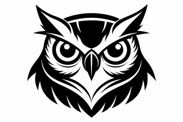 owl head line art silhouette vector illustration