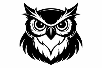 owl head line art silhouette vector illustration