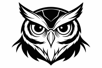 owl head line art silhouette vector illustration