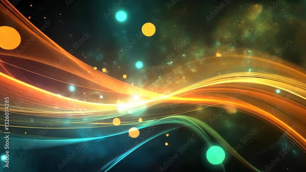 Poster dynamic abstract light streaks and particles creating a vibrant energy flow