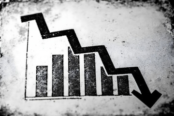 Graphique en noir et blanc représentant une baisse économique